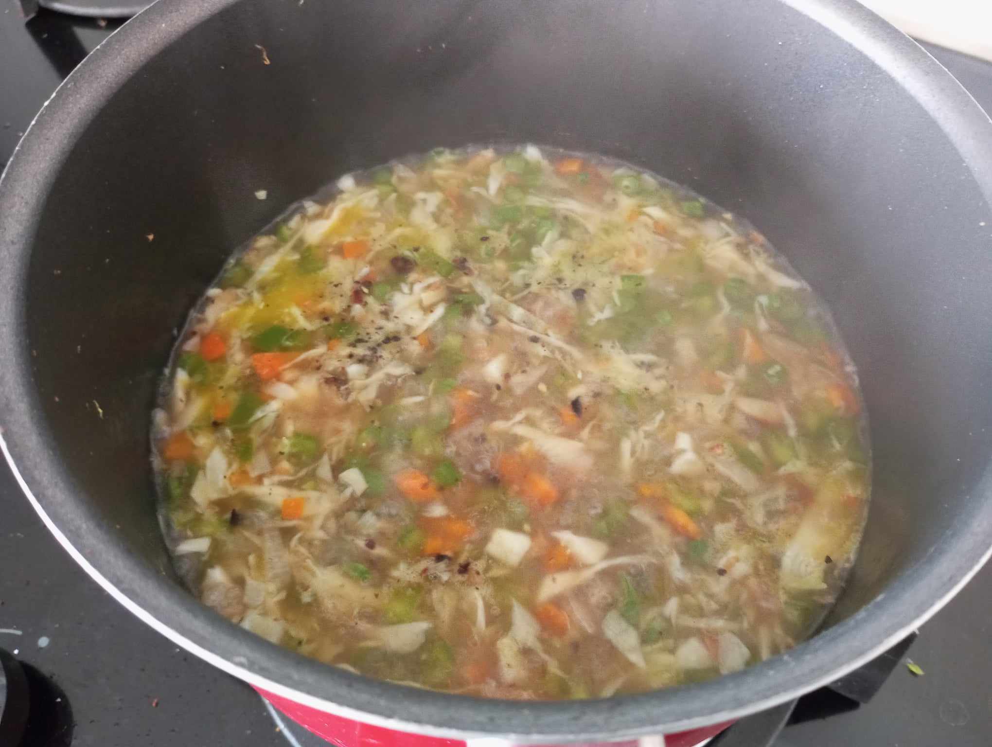 Vegetable Soup - add salt and pepper